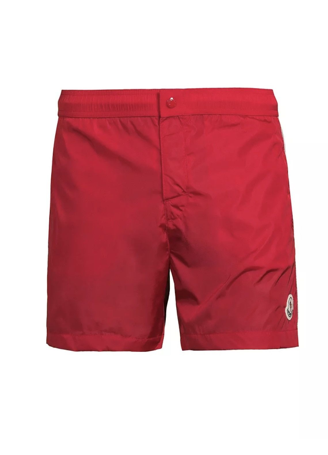 image of Moncler Side-Strip Swim Shorts in Red, Men's (Size 40)