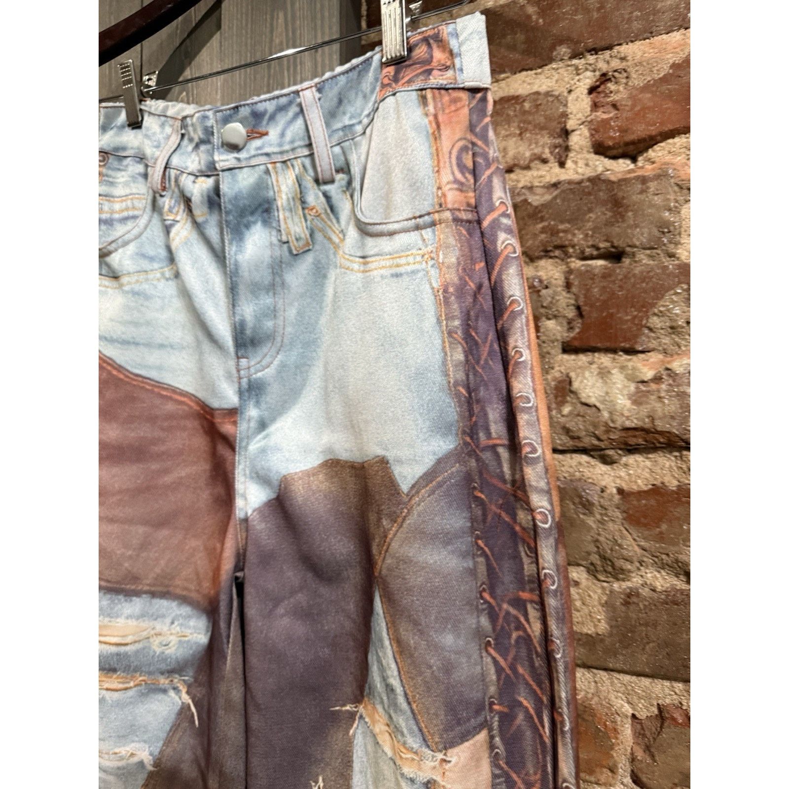 Other Women’s Sz S Graphic Pants Patchwork Festival Western Grunge Size 30" / US 8 / IT 44 - 4 Thumbnail