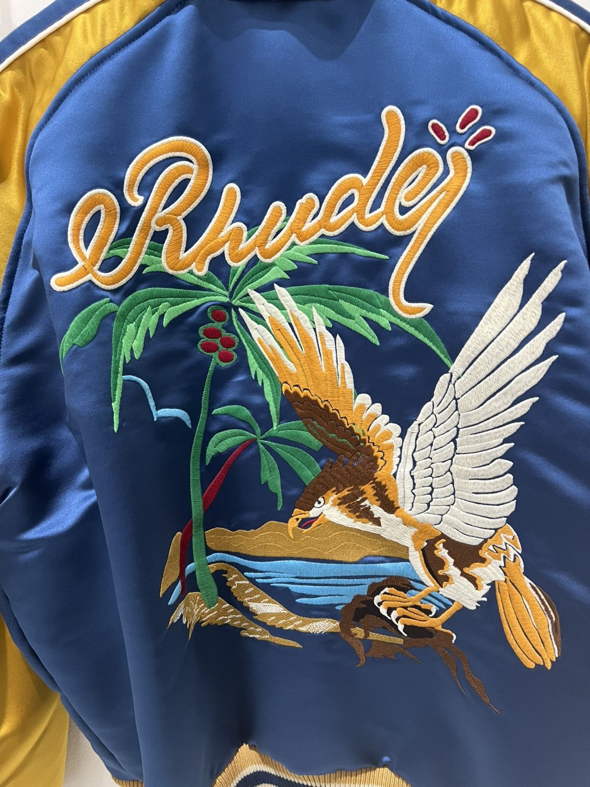 Rhude RHUDE PALM EAGLES SOUVENIER JACKET NAVY&MUSTARD YELLOW SizeL Size US L / EU 52-54 / 3 - 8 Thumbnail
