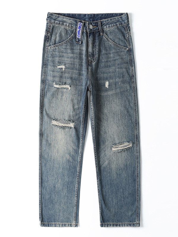 Vintage Retro distressed loose straight casual ripped wide jeans Size US 32 / EU 48 - 5 Thumbnail
