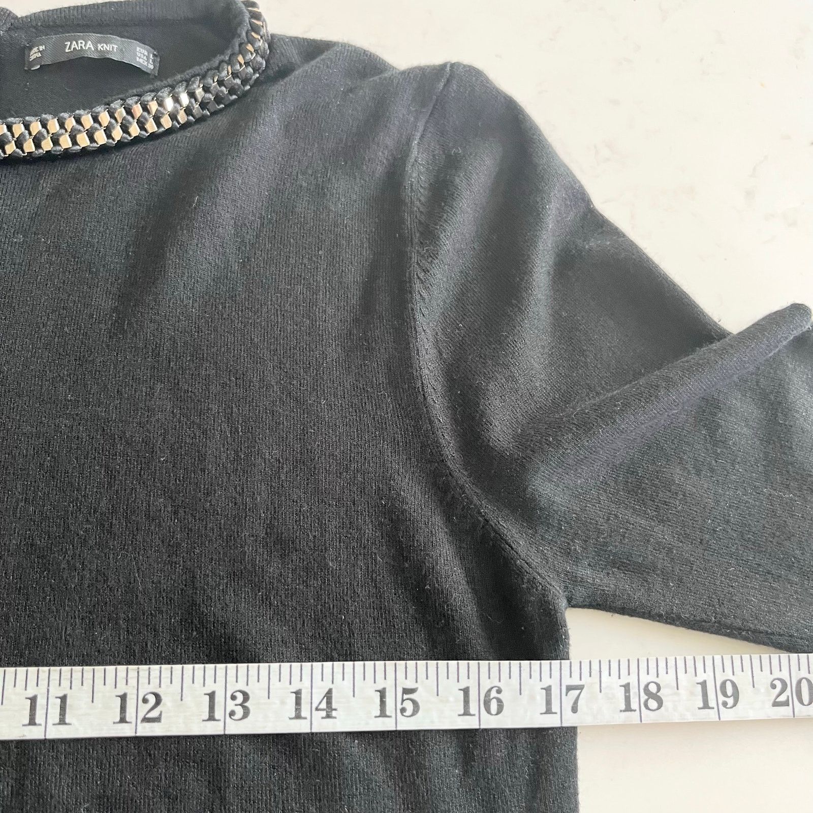 Zara Zara Black Knit Long Sleeve Chain Detail Top Size Large Size L / US 10 / IT 46 - 4 Thumbnail