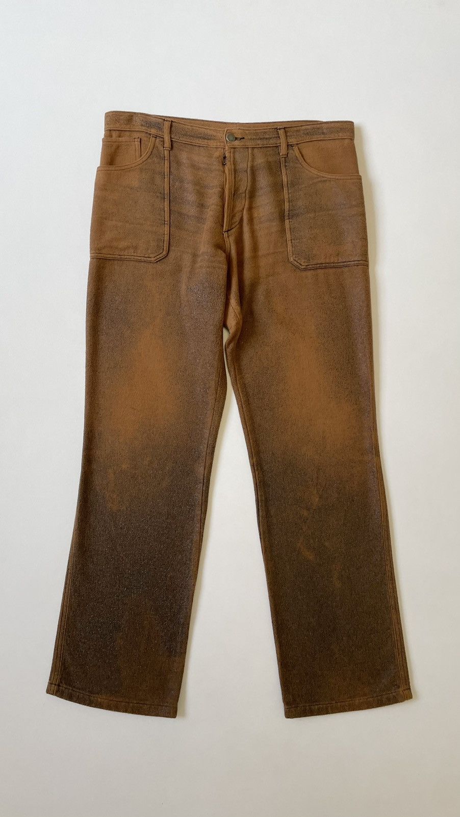Maison Margiela Early 2000s Cracked Leather Effect Utility Trousers Size US 34 / EU 50 - 2 Thumbnail