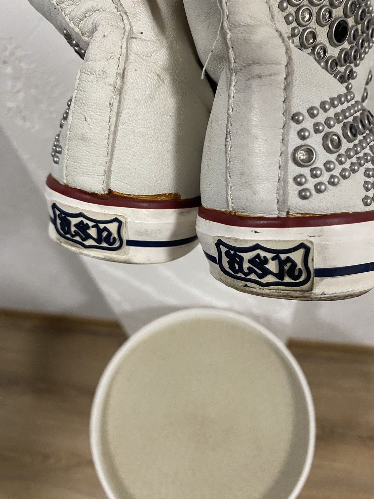 ASH Ash Victim White Leather Studded High Top Punk Goth Shoes 38 Size US 8 / IT 38 - 10 Thumbnail