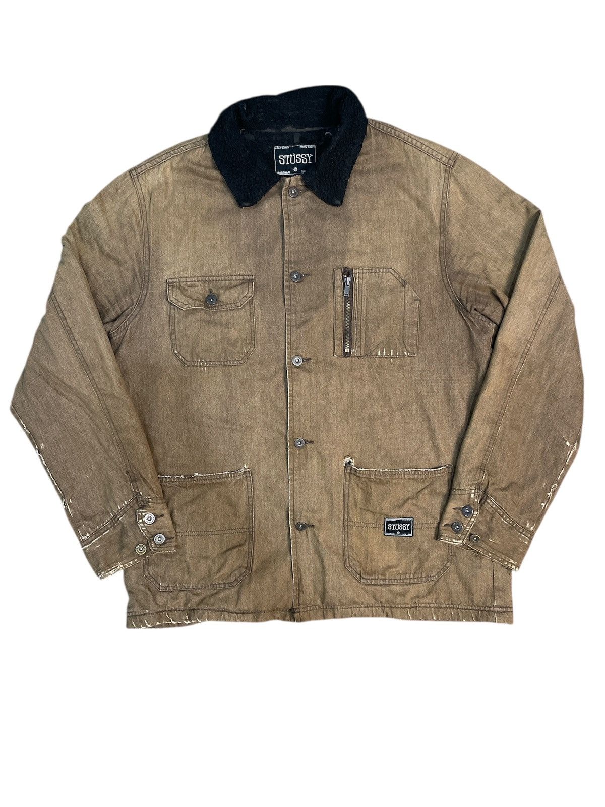 Stussy Vintage Stussy Sherpa Linen Distressed Jacket Size US XL / EU 56 / 4 - 1 Thumbnail