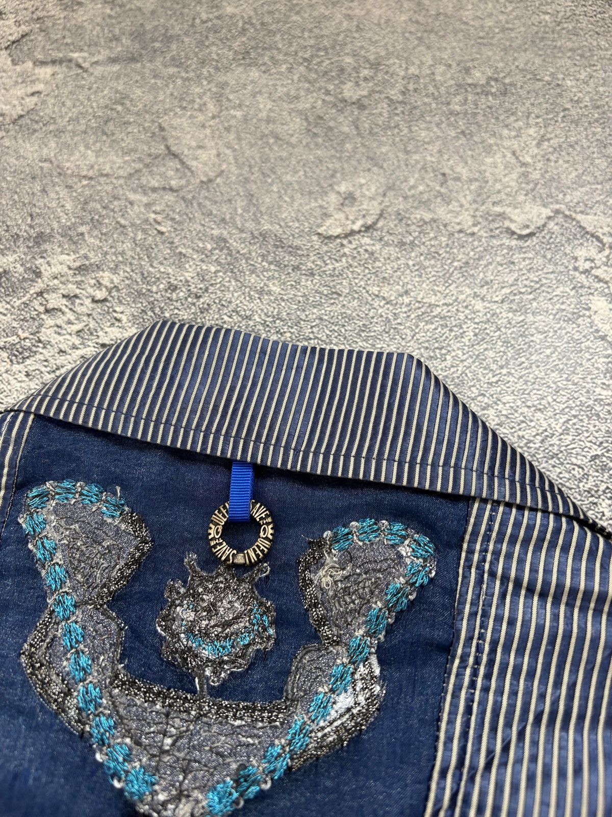 Vintage Save The Queen! Blue Striped Embroidered Jacket Charms S Size S / US 4 / IT 40 - 9 Thumbnail