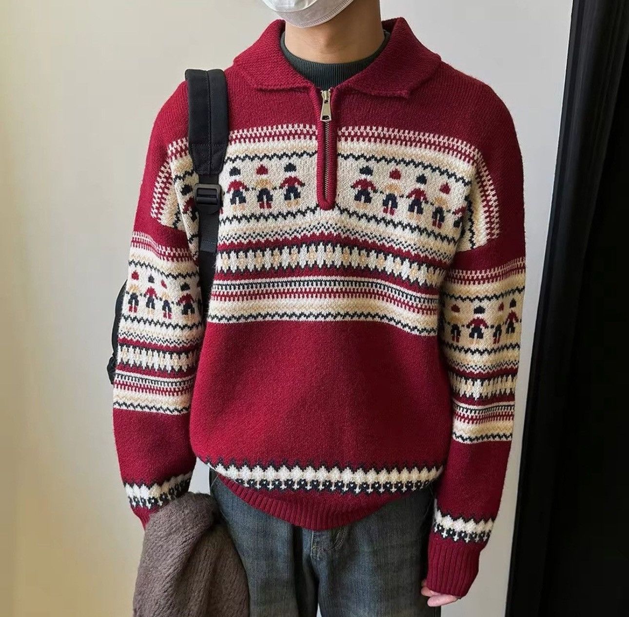 Vintage Vintage Christmas Retro Zip Pullover Sweater Size US XL / EU 56 / 4 - 1 Thumbnail