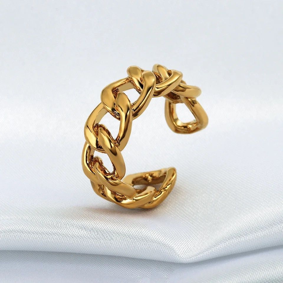 Jewelry gold cuban link ring Size ONE SIZE - 4 Thumbnail