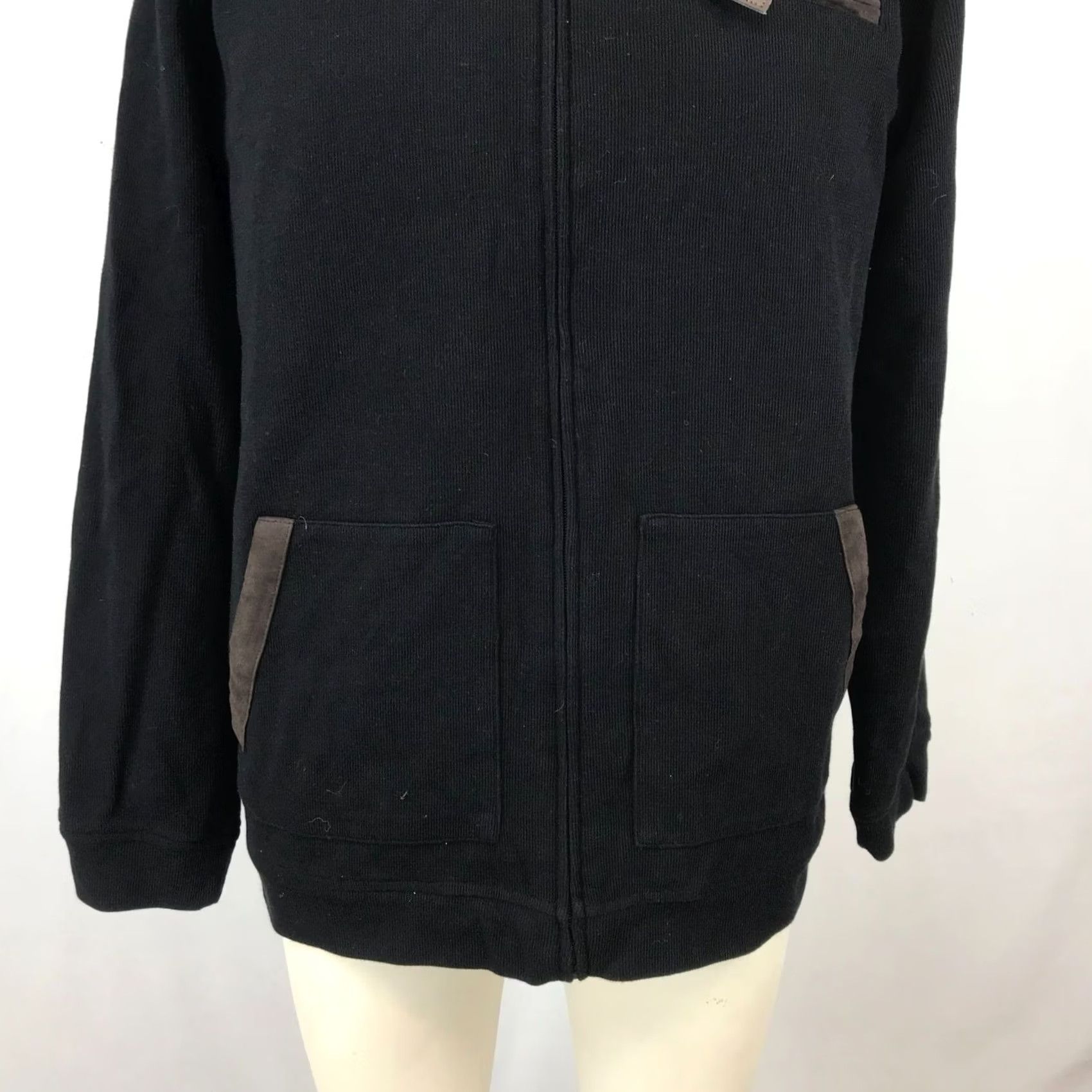 Tasso Elba Tasso Elba Mens Large Black Tan Full Zip Lined Sweater Jacket Size US L / EU 52-54 / 3 - 3 Thumbnail