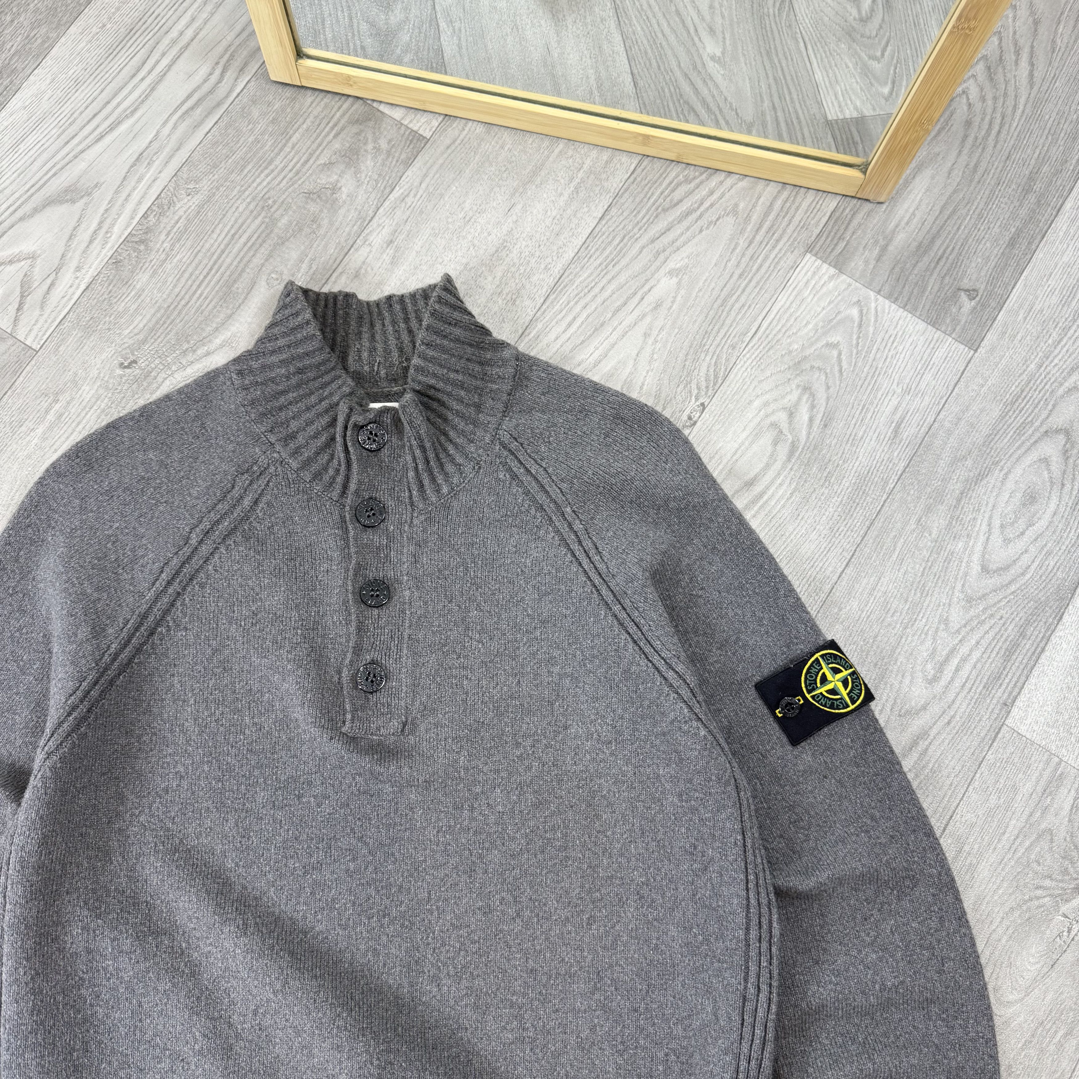 Stone Island Stone Island Wool Half Zip Button Grey Knit Sweater Size US XL / EU 56 / 4 - 5 Thumbnail