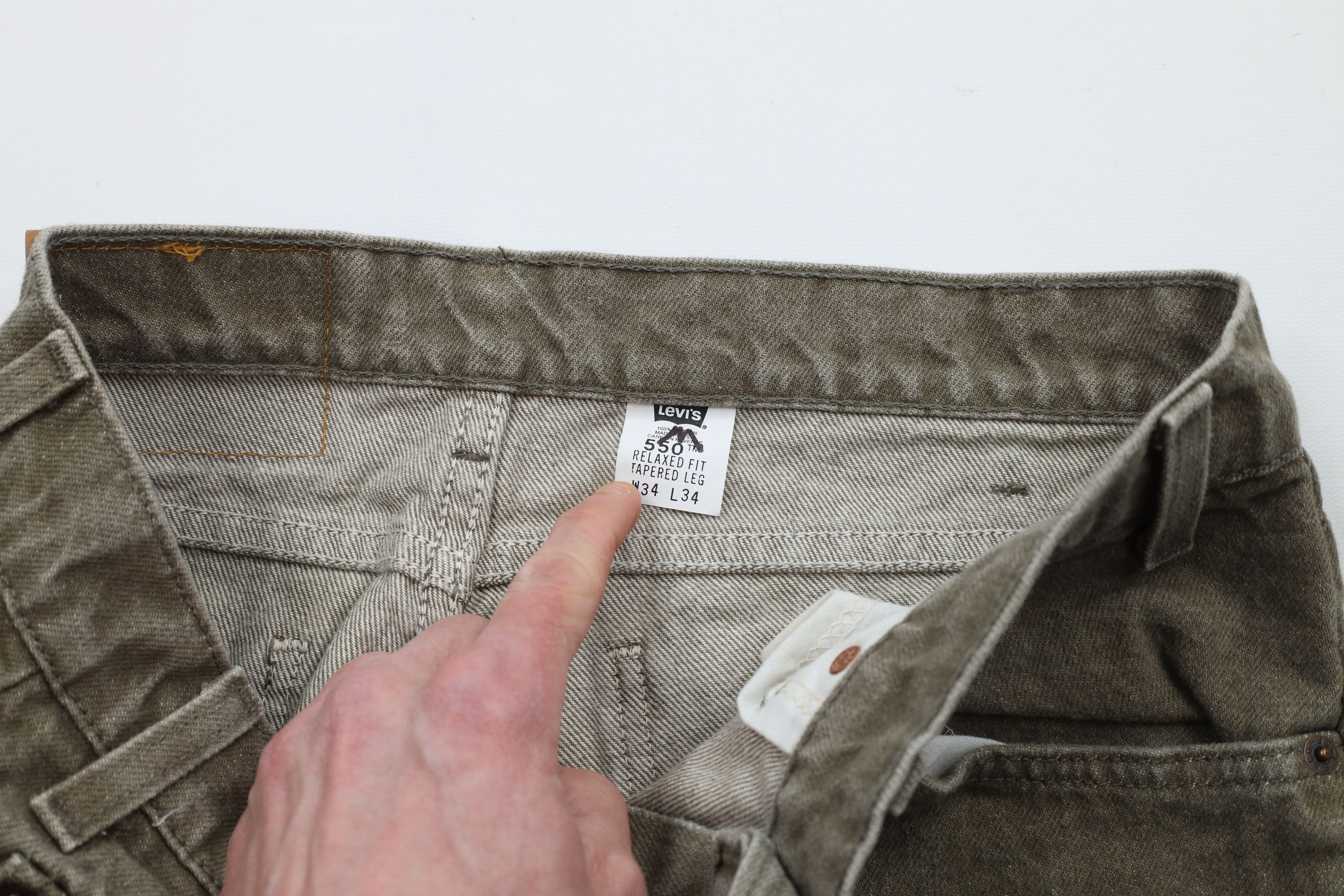 Levi's × Vintage Vintage 90s Levis 550 Orange Tab Tapered Leg Jeans Green USA Size US 34 / EU 50 - 8 Thumbnail
