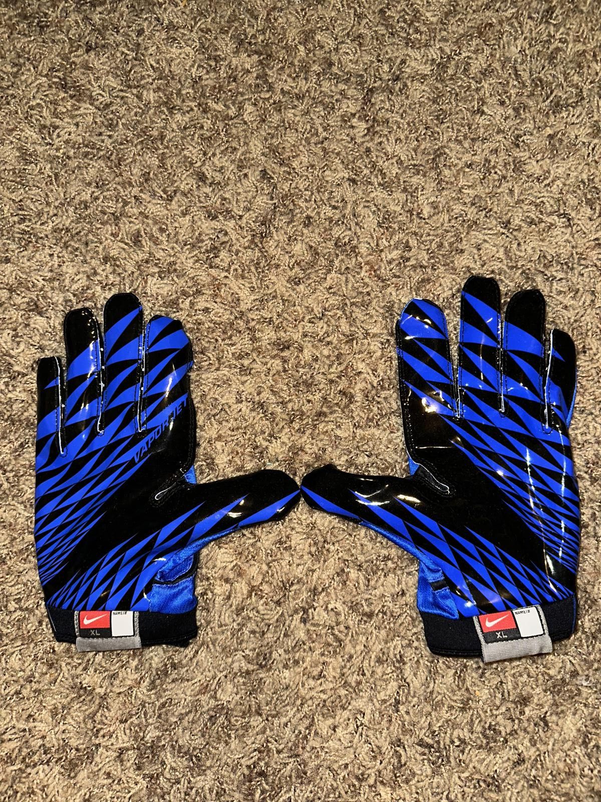 Nike VINTAGE Nike Men’s VaporJet Magnigrip Football Receiver Blue Gloves 2009 Size ONE SIZE - 5 Thumbnail