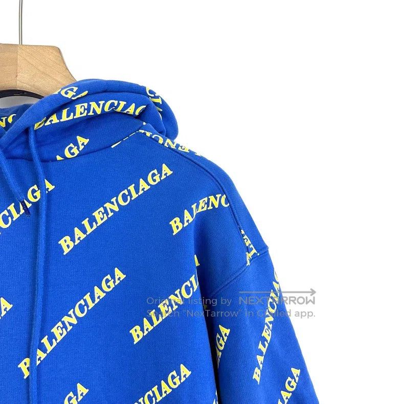 Balenciaga Balenciaga Blue Full Print Barrage Logo Hooded Sweatshirt Size US XS / EU 42 / 0 - 5 Thumbnail