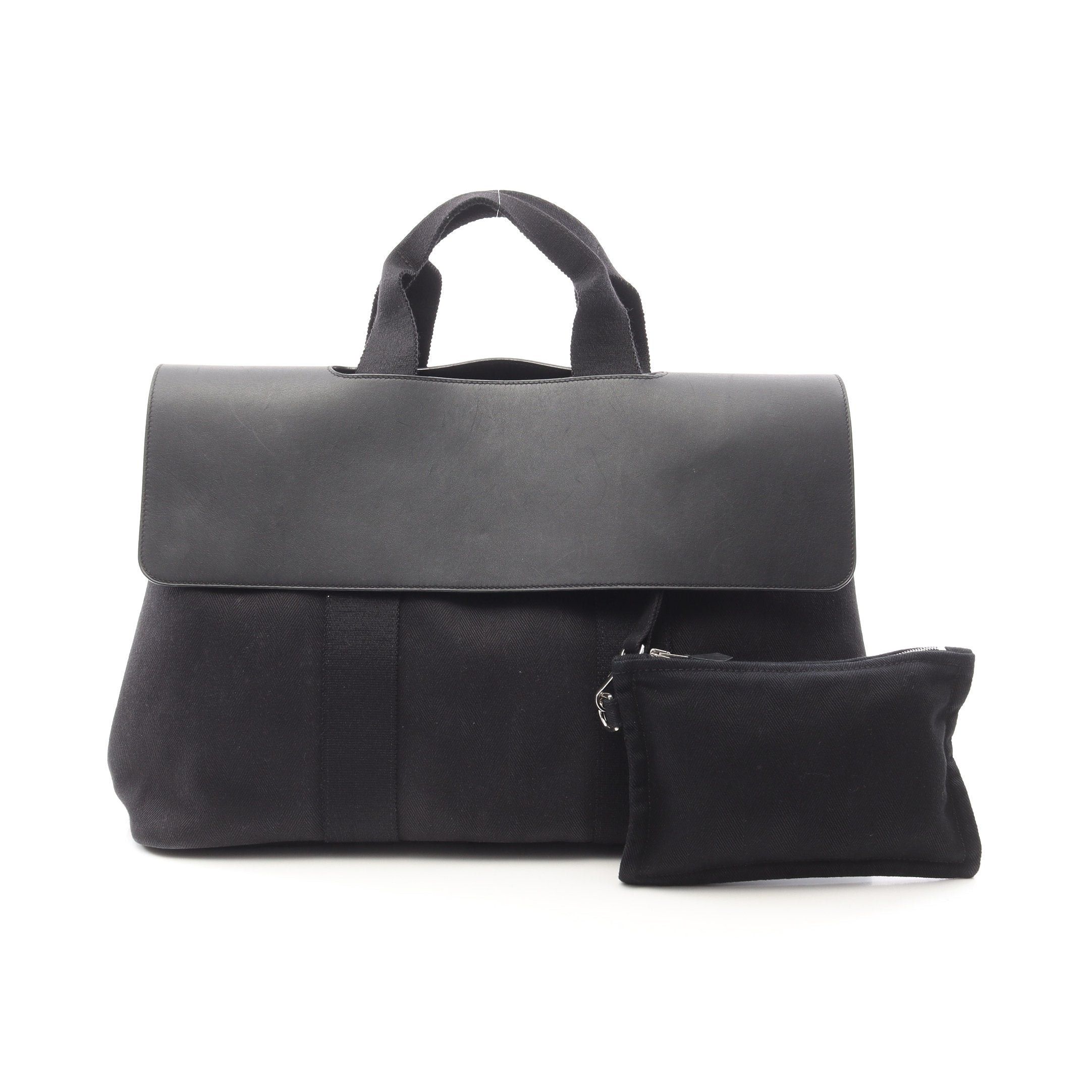 Hermes Hermes Valparaiso Mm Handbag Toile Chevron Leather Black Silver Hardware □I Stamp (Manufactured Around 2005) Size ONE SIZE - 1 Thumbnail