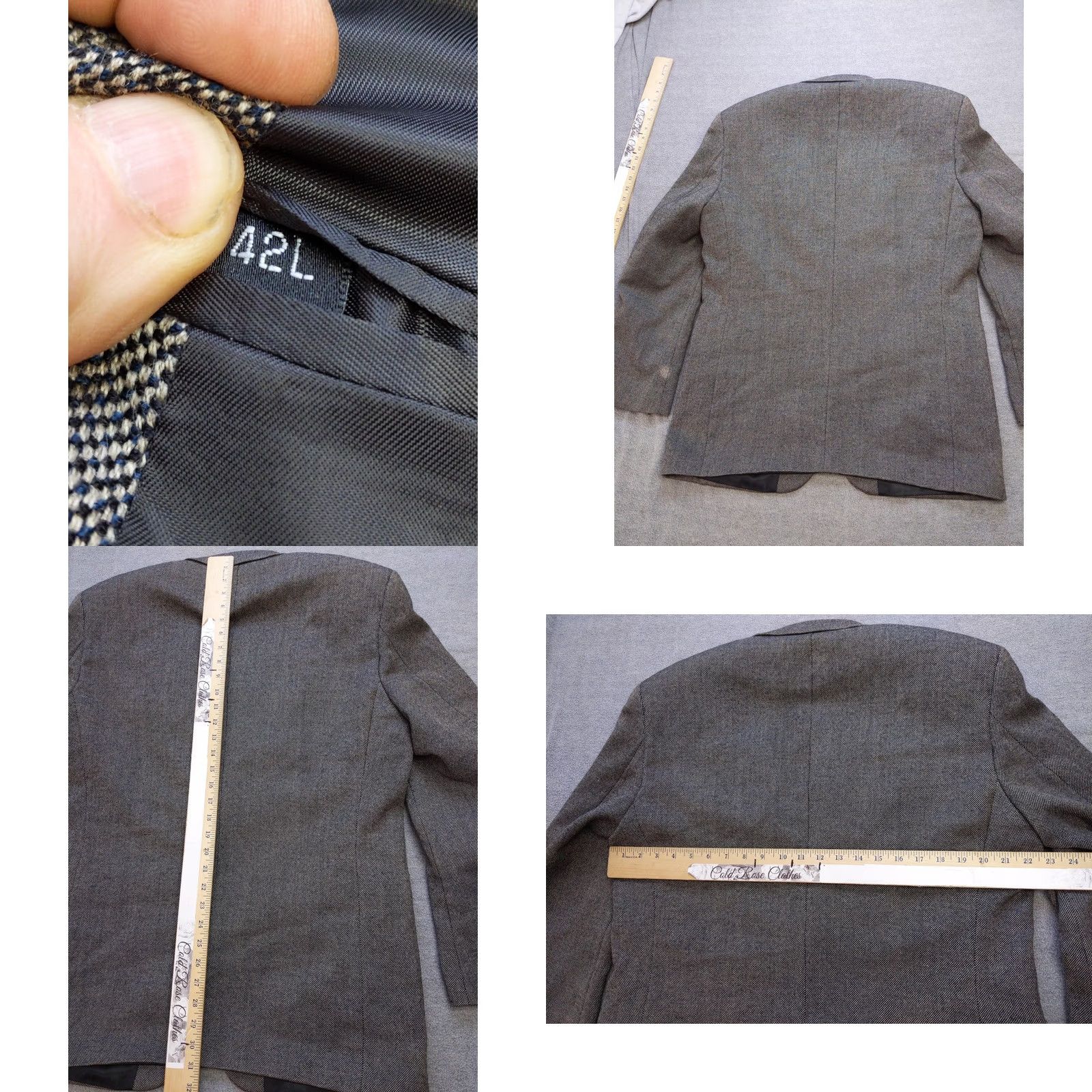 Vintage Cezar Del Prado Blazer Mens 42L Wool Sport Coat Jacket Notch Lapel Two-Button Single-Breasted Office Wear Brown Wool Herringbone 2 Piece Mens Long Size 42R - 8 Thumbnail