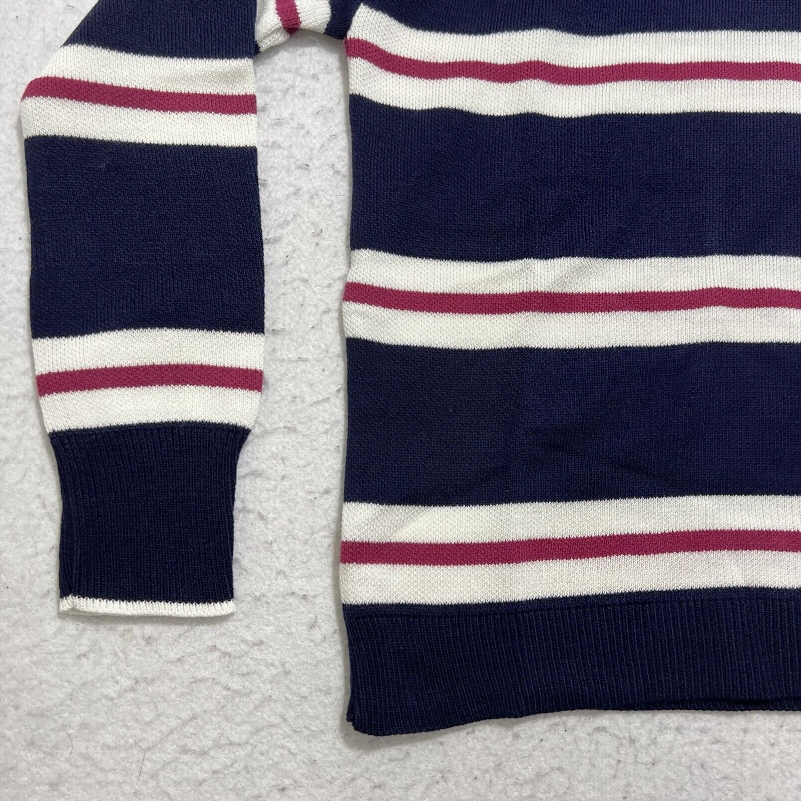 Nordstrom Nordstrom Blue White Pink Quarter Zip Striped Sweatshirt NWT Size XS / US 0-2 / IT 36-38 - 6 Thumbnail