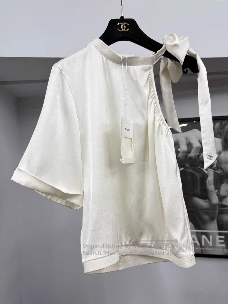 Chanel Chanel 24S white silk satin bow tie off-the-shoulder Size XXS / US 00 / IT 34 - 1 Thumbnail