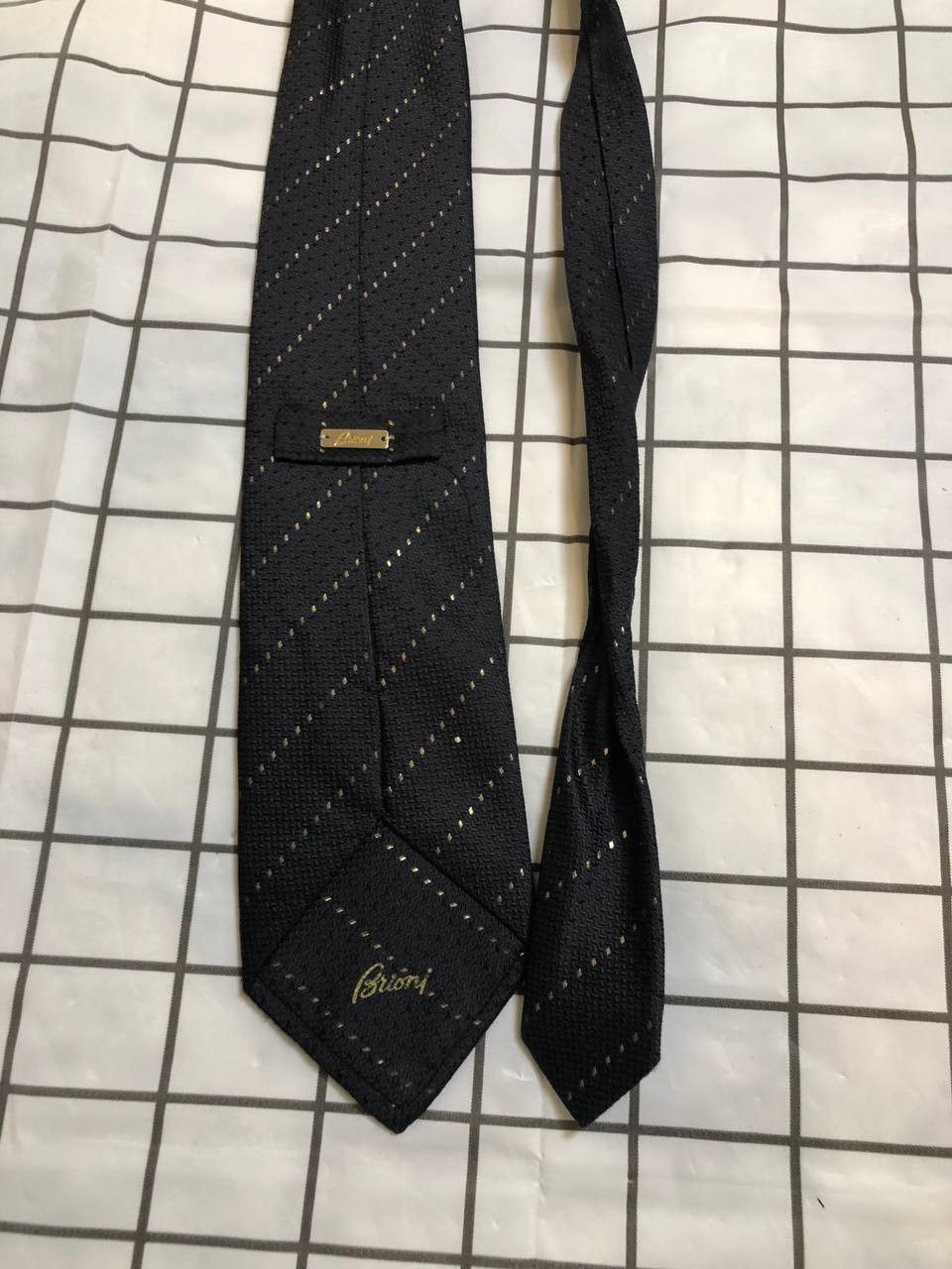 Brioni BRIONI Men's Handmade Silk Tie Classic Gold Embroidery Size ONE SIZE - 6 Thumbnail