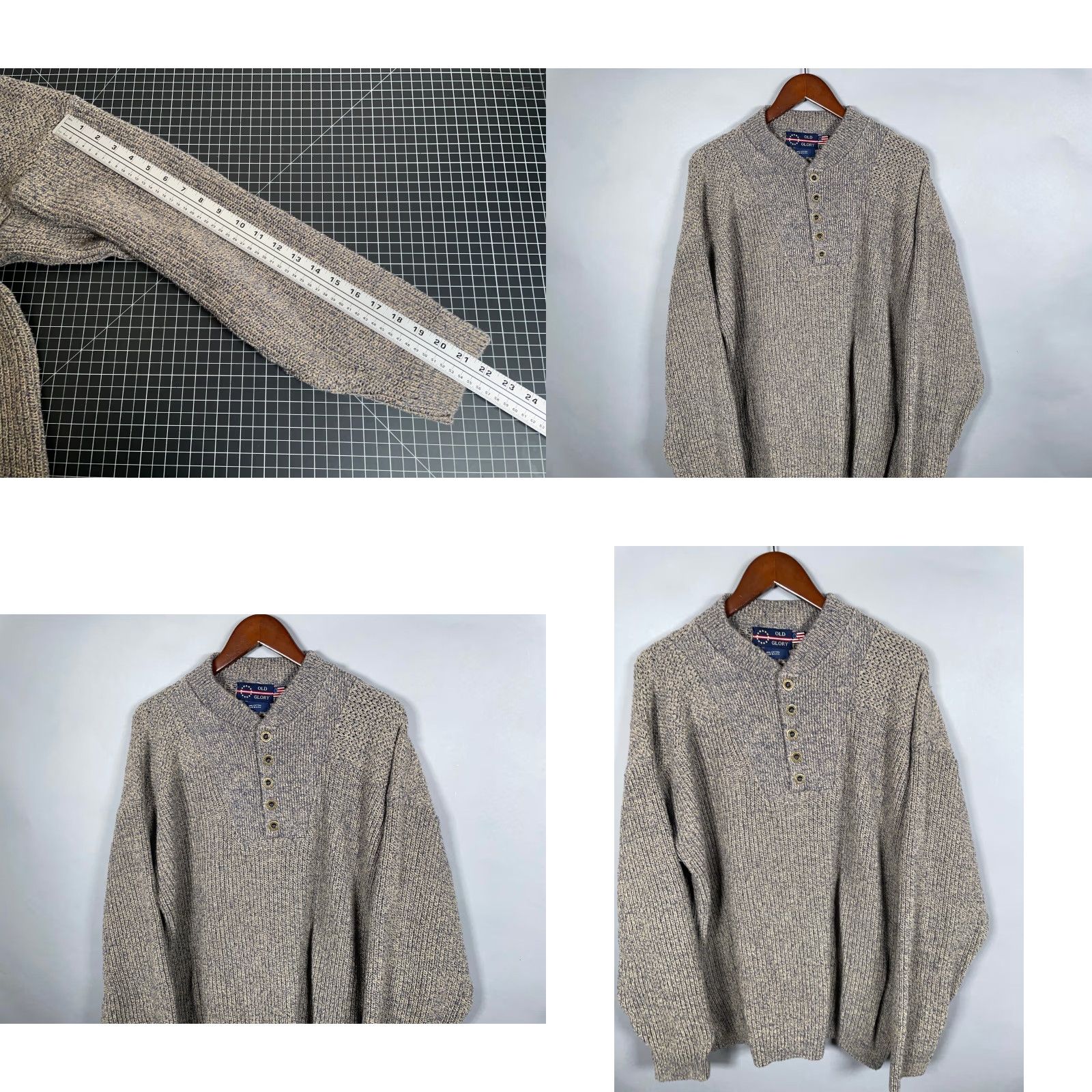Vintage VINTAGE Old Glory Sweater Shirt Adult Large Brown Marled 100% Cotton Henley 90s Retro Hipster Mens Size US L / EU 52-54 / 3 - 8 Thumbnail