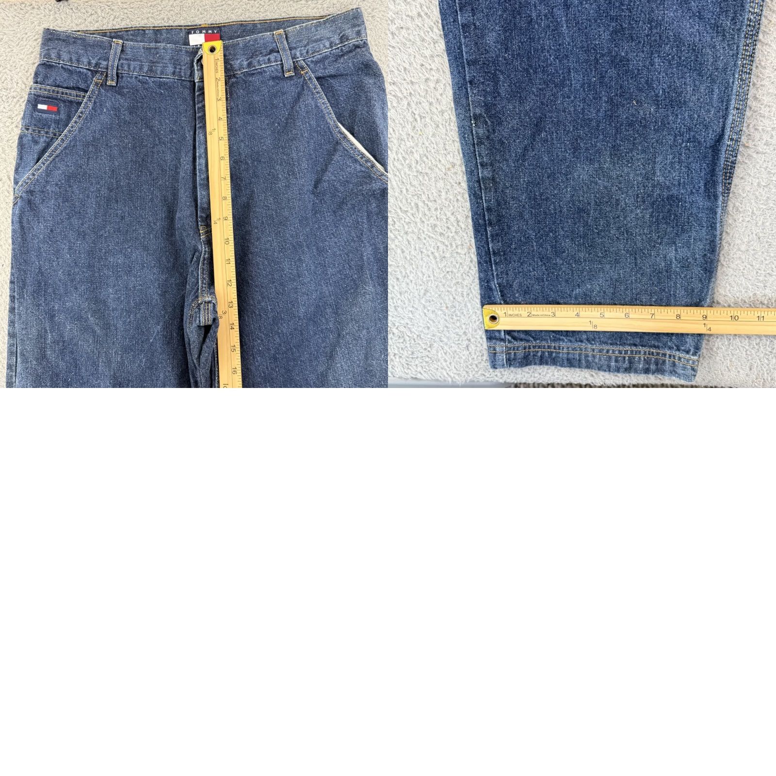 Tommy Hilfiger VINTAGE Tommy Hilfiger Jeans Mens 33x34 Denim Wide Leg 90s Baggy Loose Fit USA Size US 33 - 9 Thumbnail