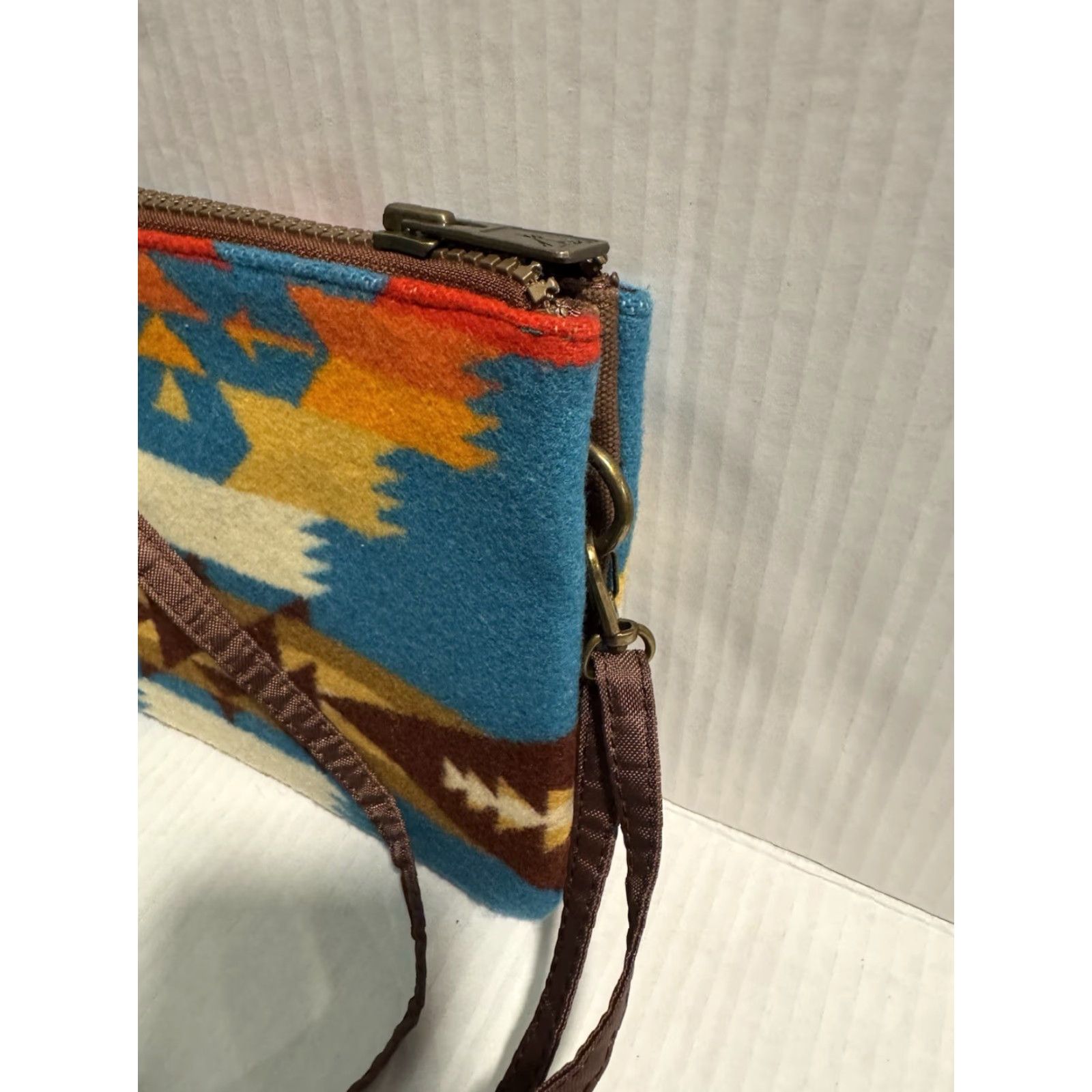 Pendleton PENDLETON Wool Crossbody Clutch Zipper Pouch Southwest Aztec Tribal Horse Pull Bag Women Small Navy Multicolor Geometric Crossbody Accessories Size ONE SIZE - 5 Thumbnail