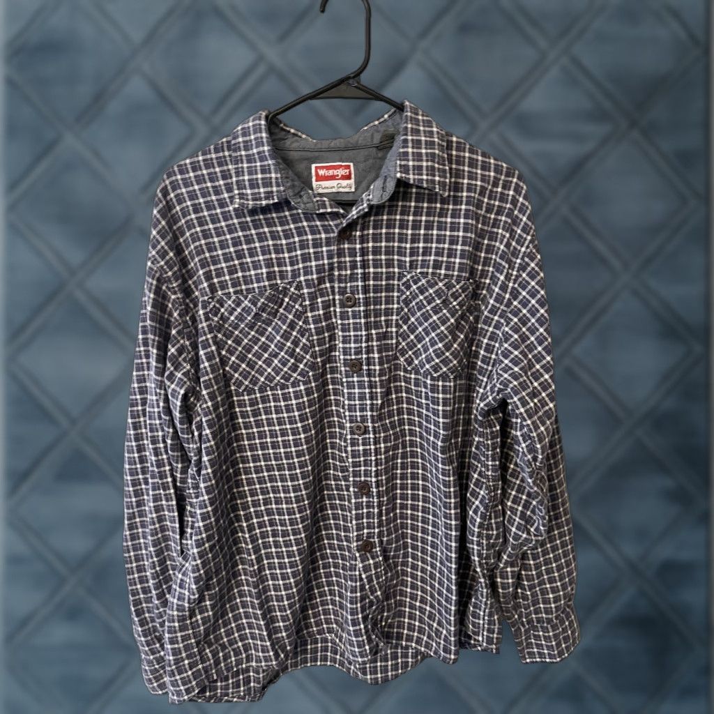 Wrangler VINTAGE Wrangler Blue Check Plaid Flannel Western Button-Up Shirt XL Men Cowboy Size US XL / EU 56 / 4 - 1 Thumbnail