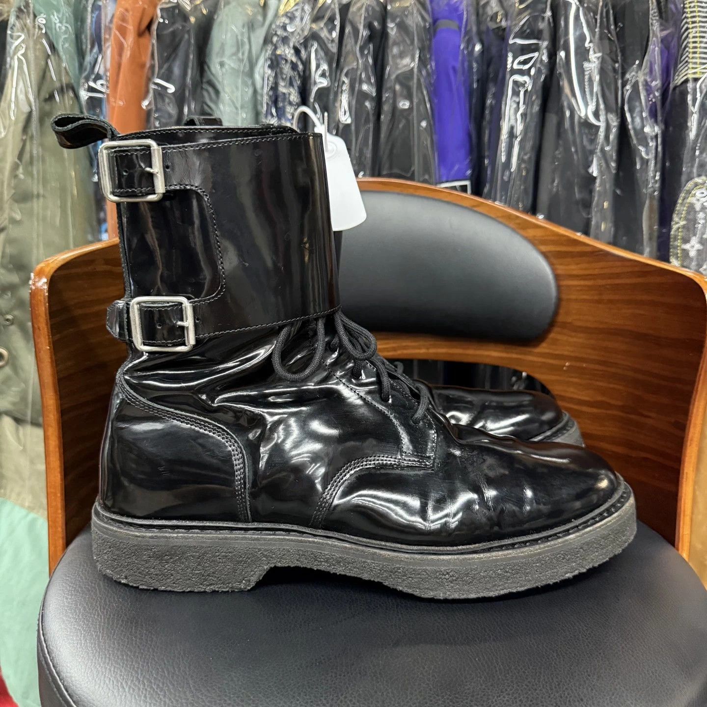 Balmain Balmain x H&M Limited Black Patent Leather Boots Size US 12 / EU 45 - 4 Thumbnail