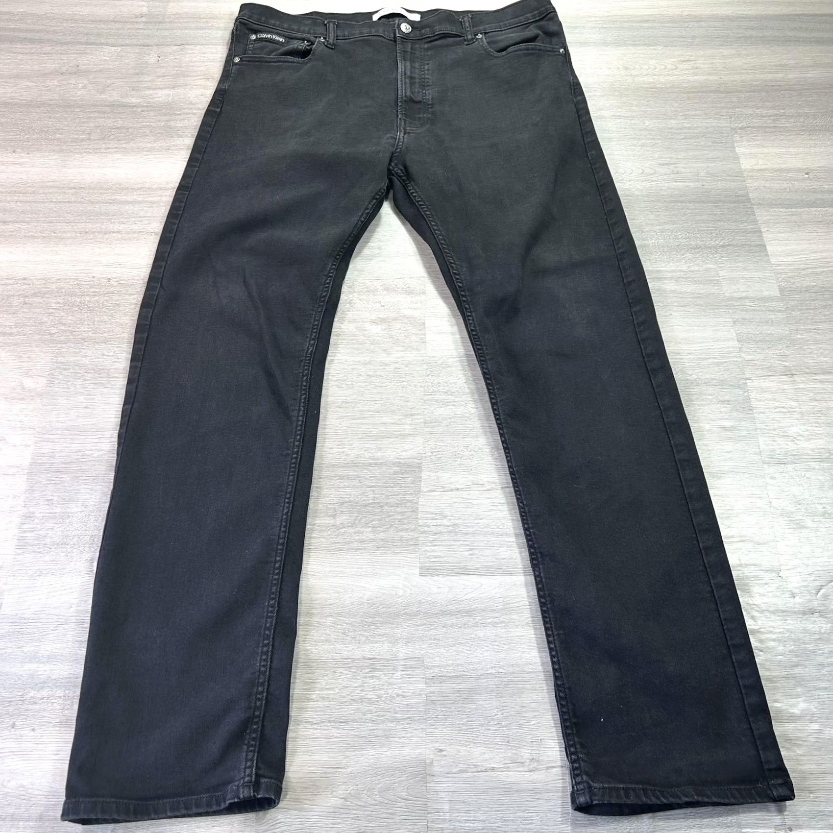 Calvin Klein Calvin Klein Jeans Slim Straight Fit Jeans Mens 38x34 Black Stretch Denim Dark Wash Pants Size US 38 / EU 54 - 2 Thumbnail