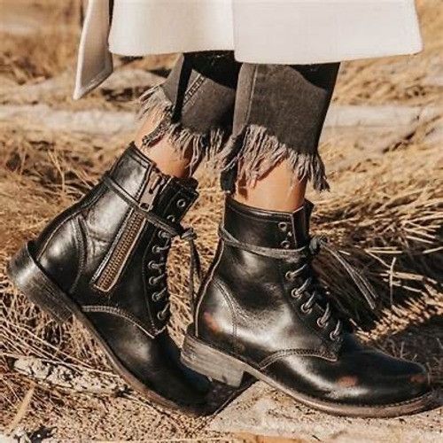 FREEBIRD Freebird Manchester Ankle Boots Size 6 Lace Up Moto Combat S Size US 6 / IT 36 - 1 Thumbnail