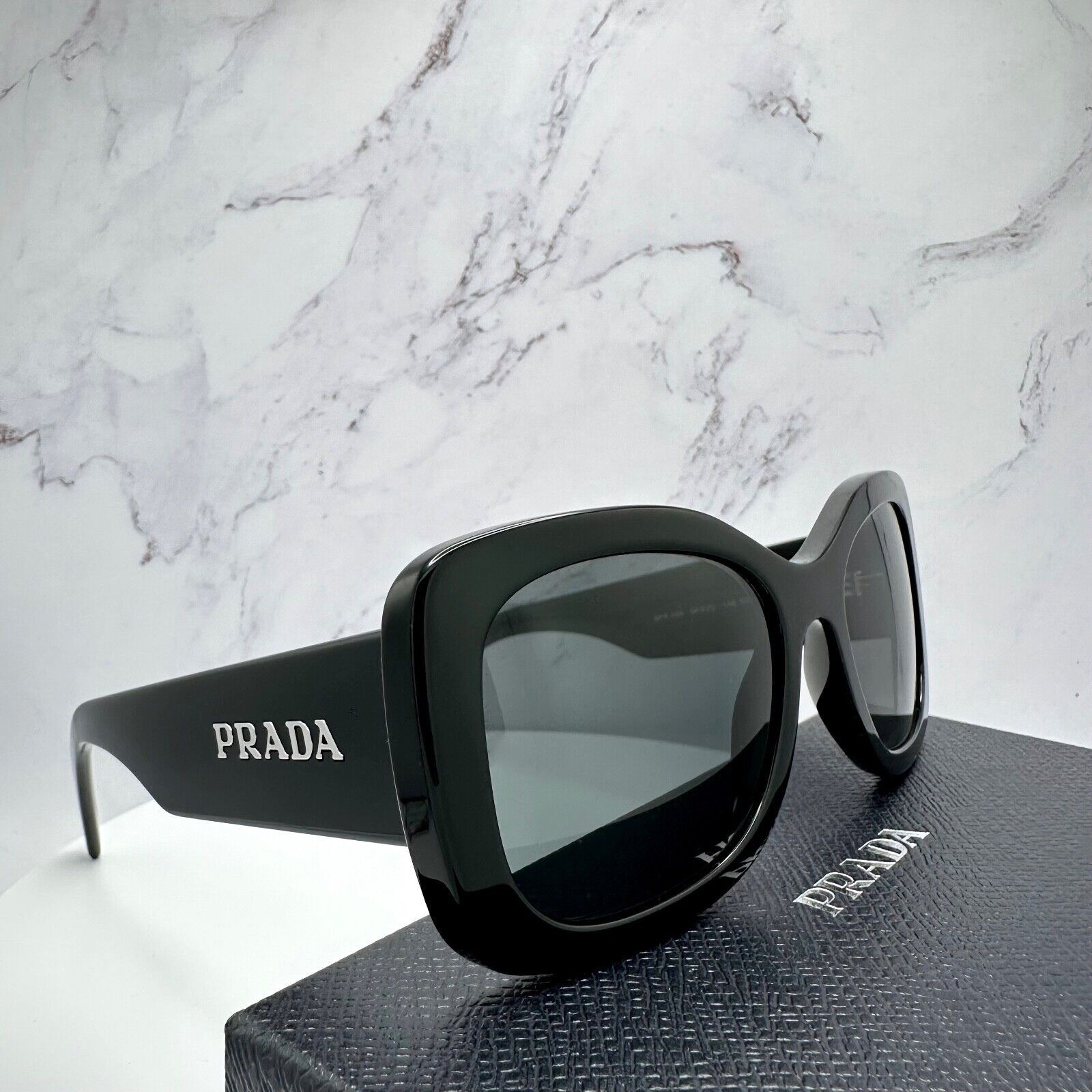 Prada New PRADA Sunglasses Black Oversized Square Letter Logo Size ONE SIZE - 18 Thumbnail