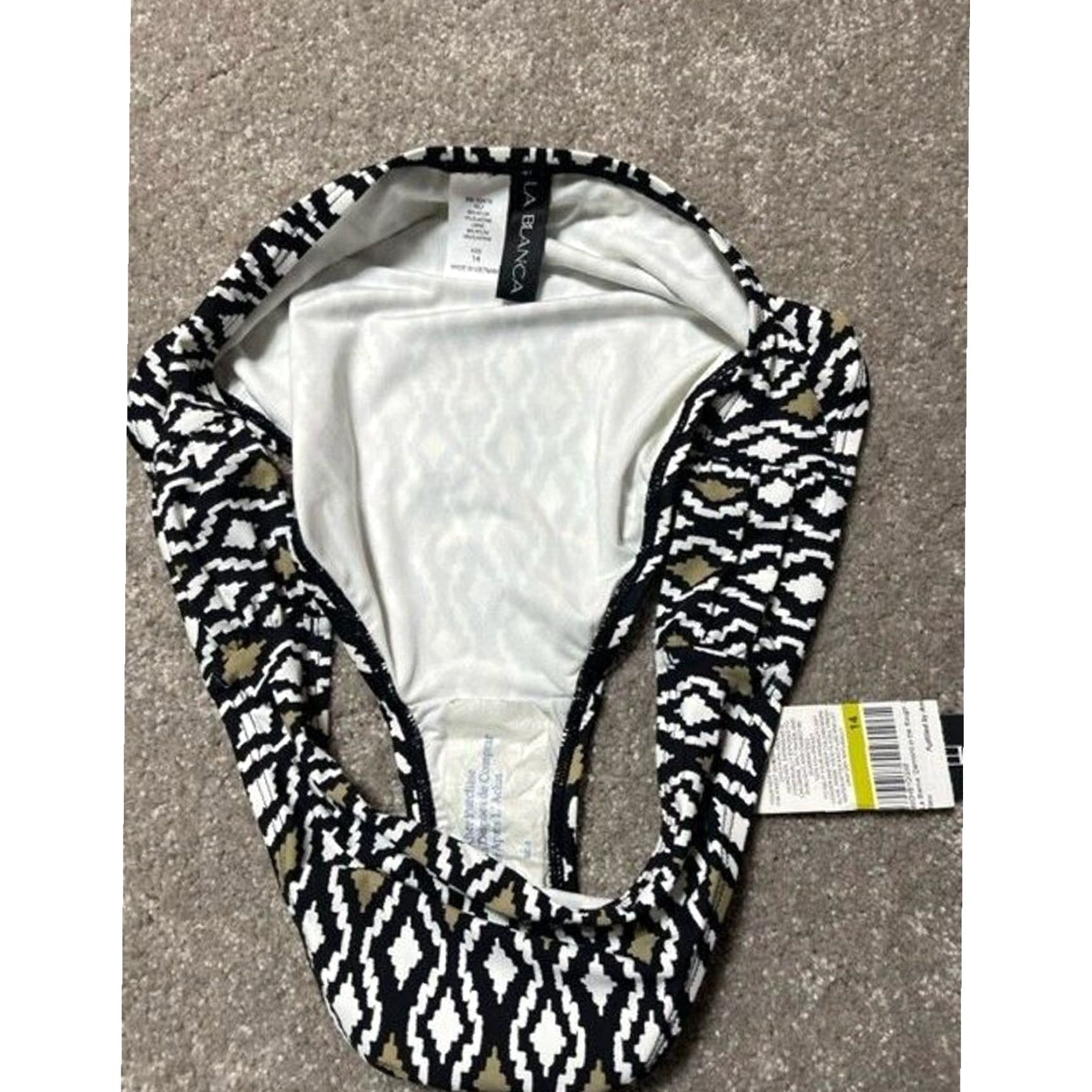 Vintage La Blanca Bikini Swim Bottom 14 Ikat Geometric Lined Boho Chic Beach Resort Womens Size 36" / US 14 / IT 50 - 3 Thumbnail