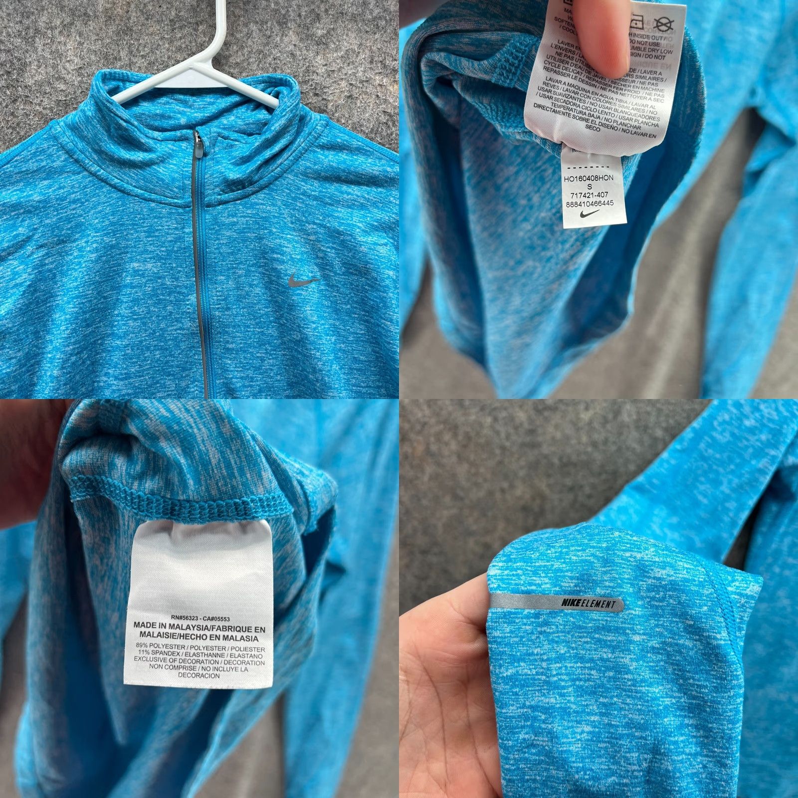 Nike Nike Sweatshirt Womens Small Blue 1/2 Zip Dri-FIT Element Stretch Size S / US 4 / IT 40 - 8 Thumbnail
