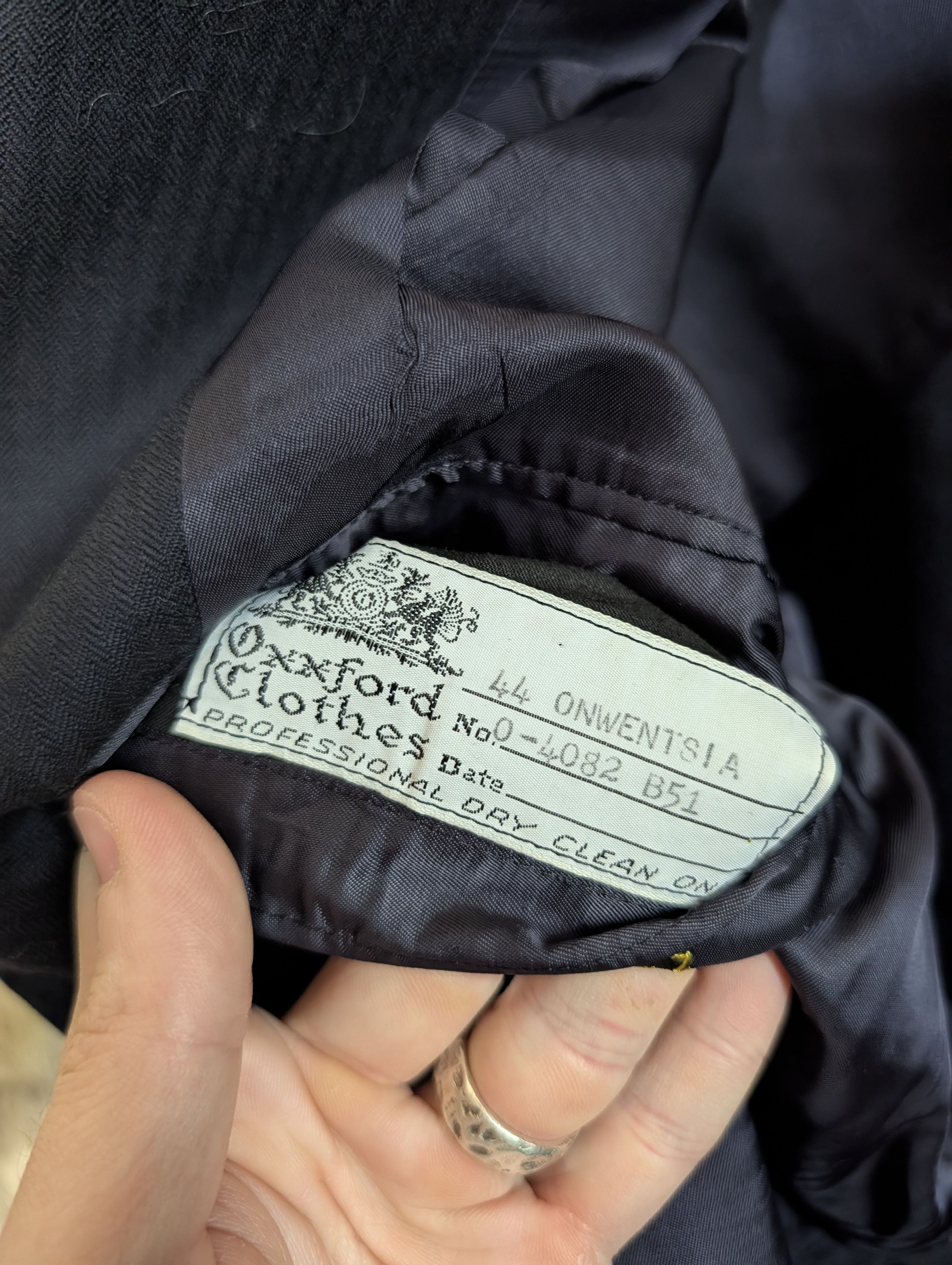 Oxxford Clothes 2pc bespoke navy herringbone MiUSA mens suit 44 Size 44R - 14 Thumbnail