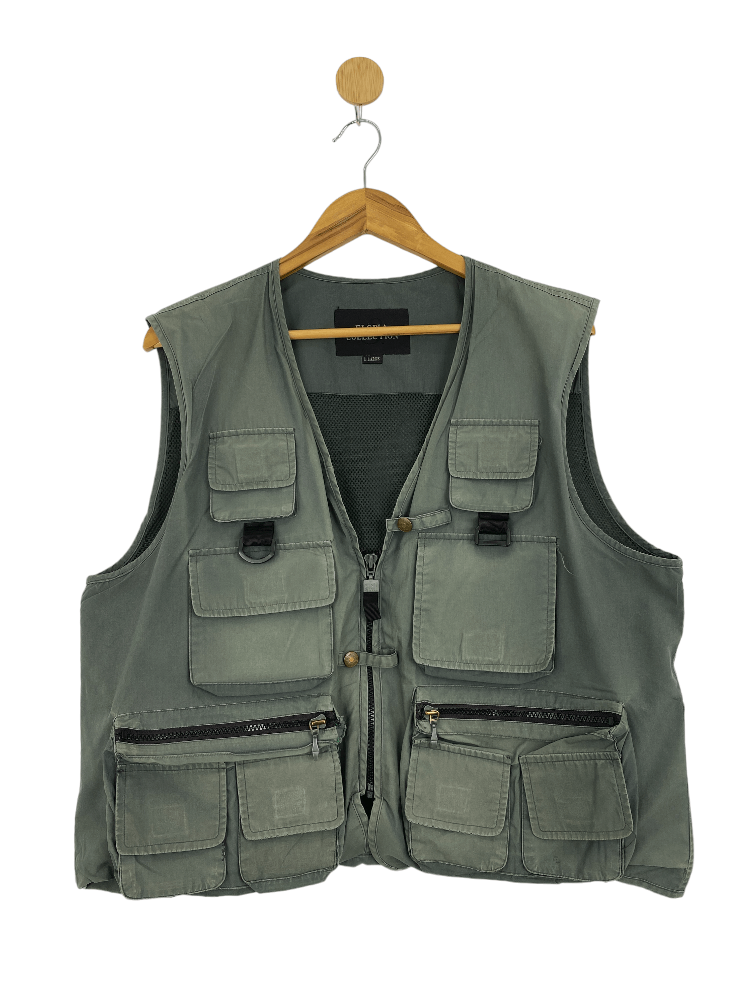 image of Vintage Sun Faded Multipocket Vest in Faded Green, Men's (Size Large)