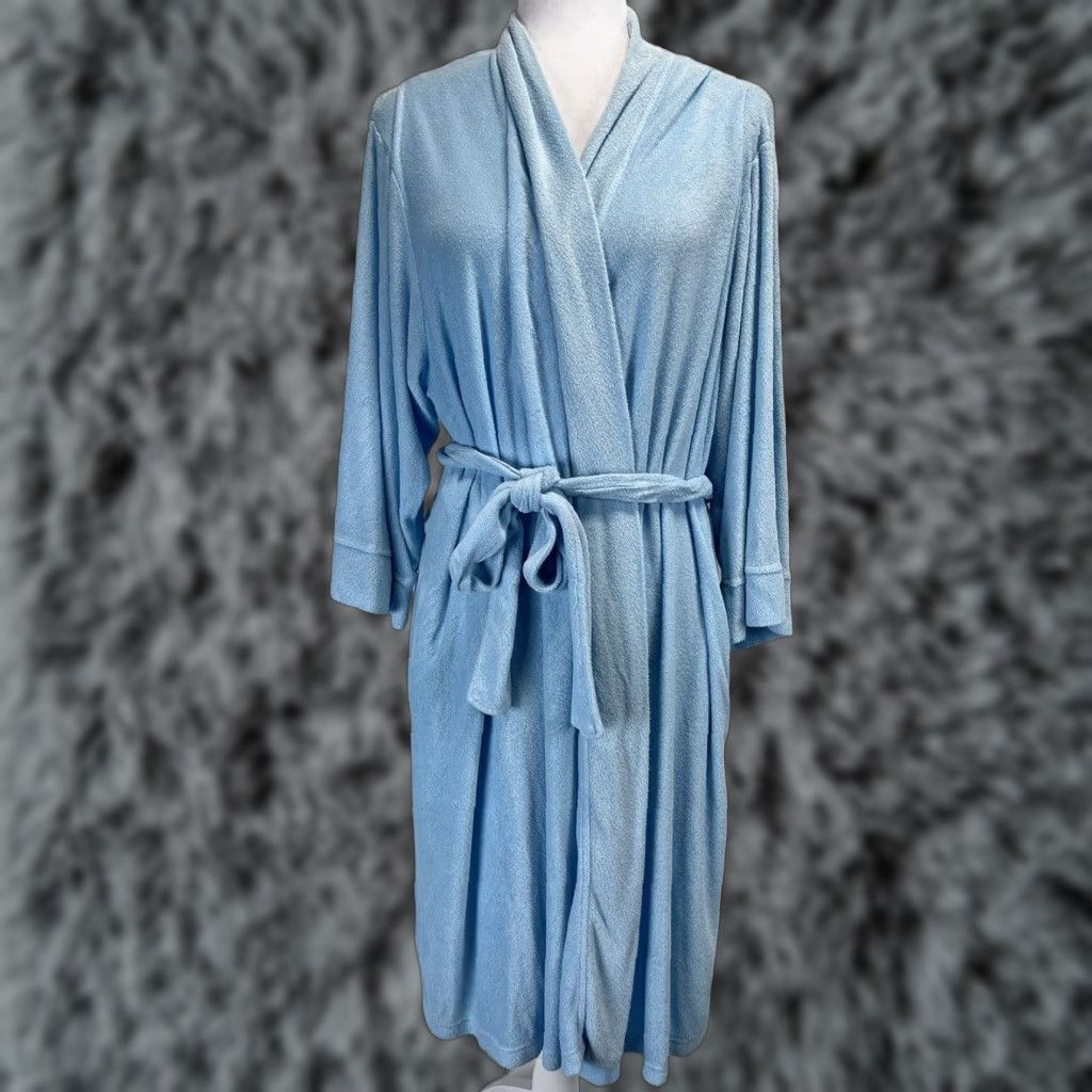 Vintage Natori Terry Robe Sz XL 14 16 Blue Belted Womens GUC Size ONE SIZE - 1 Thumbnail