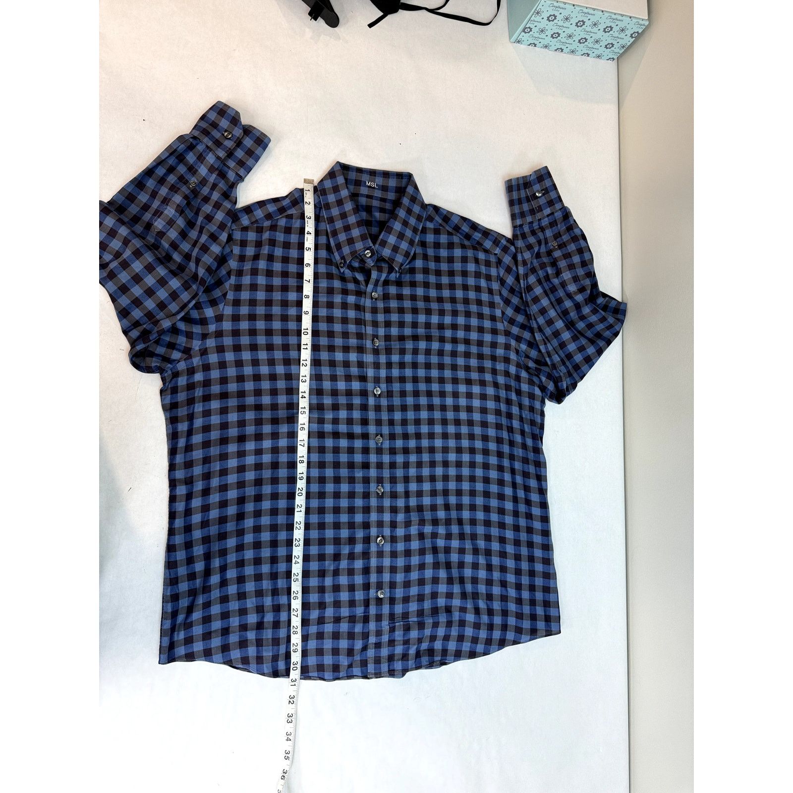 Other MSL Men's Checkered Button Down Shirt Blue 100% Cotton XL Size US XL / EU 56 / 4 - 5 Thumbnail