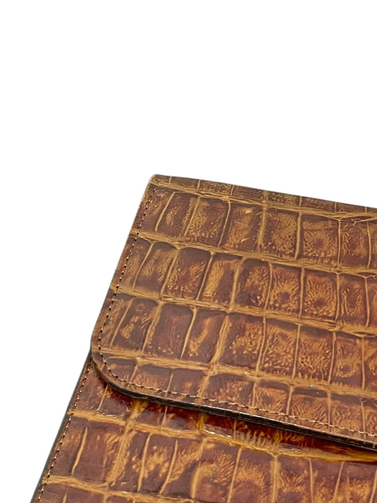 Genuine Leather Crocodile Embossed Vtg Bozzetto Italy Large Clutch Bag 1🟩3 Size ONE SIZE - 10 Thumbnail