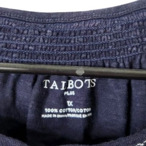 Talbots Talbots T-Shirt 1X Short Sleeve Navy Blue 100% Cotton Womens Plus Size Top Tee Size XL / US 12-14 / IT 48-50 - 4 Thumbnail