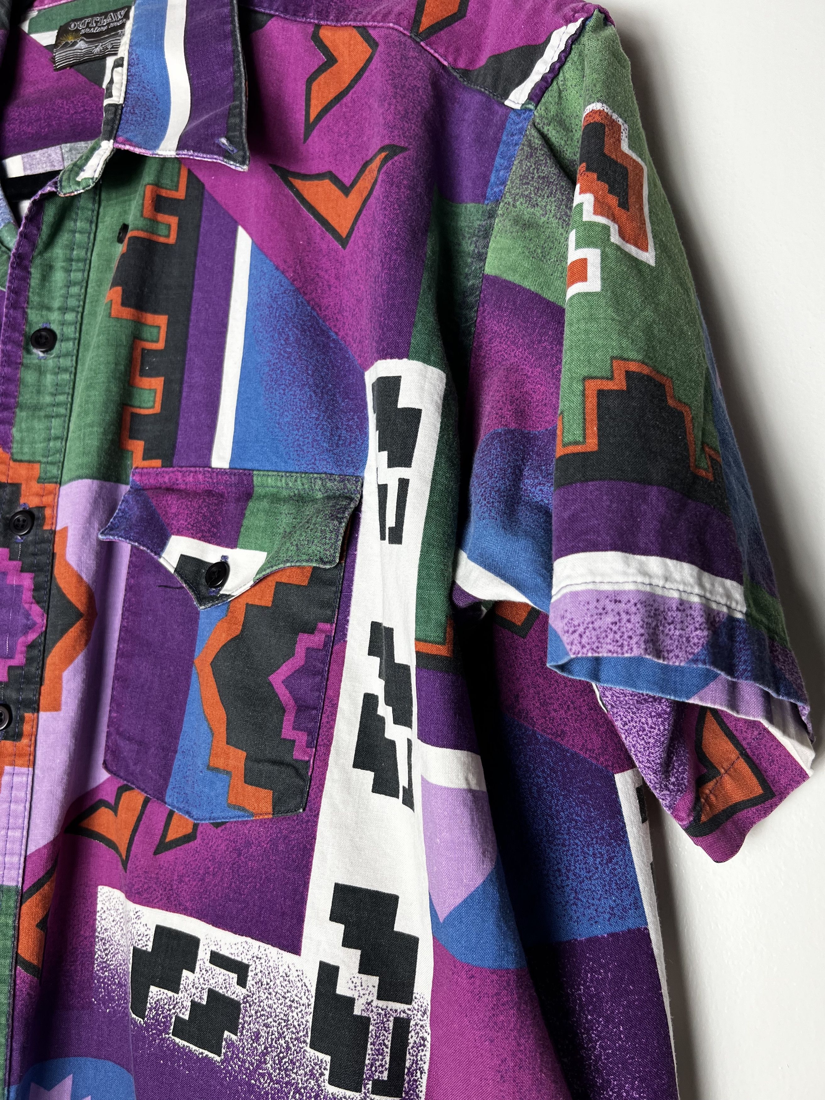 Vintage Vintage Outlaw Western Wear Native American Aztec Button Up Size US L / EU 52-54 / 3 - 3 Thumbnail
