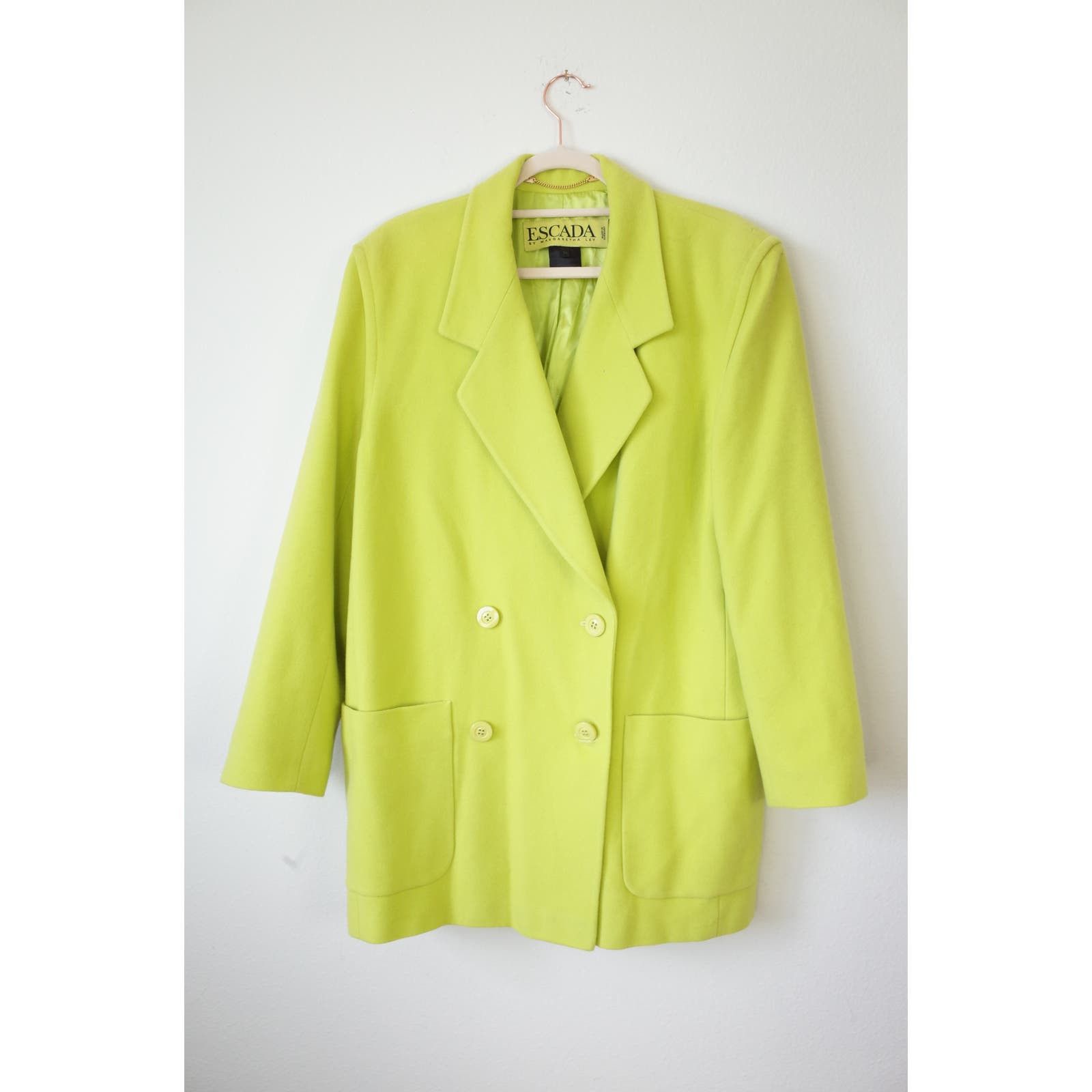 image of Lime GreenEscada Wool Cashmere Blazer Jacket 38 M, Women's (Size Medium)
