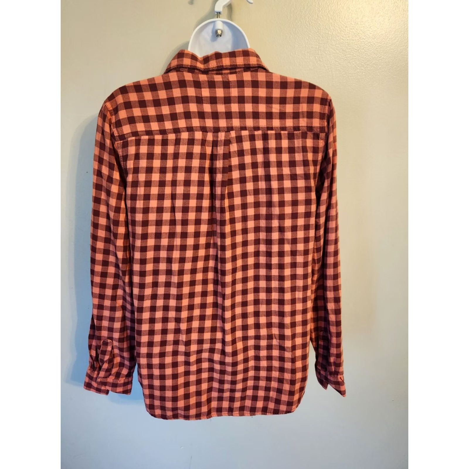 Old Navy Old Navy Flannel Shirt Sz M Pink Burgundy Plaid Button Up Top Size M / US 6-8 / IT 42-44 - 5 Thumbnail