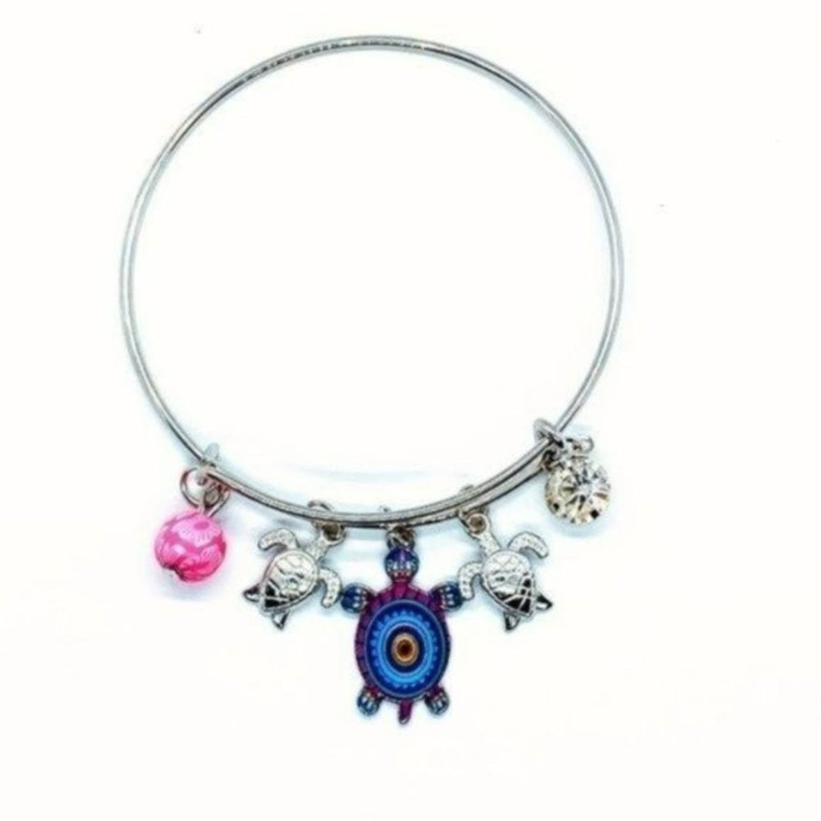 Other Beaded Sea Turtle Charm Colorful Bangle Bracelet Size ONE SIZE - 1 Thumbnail