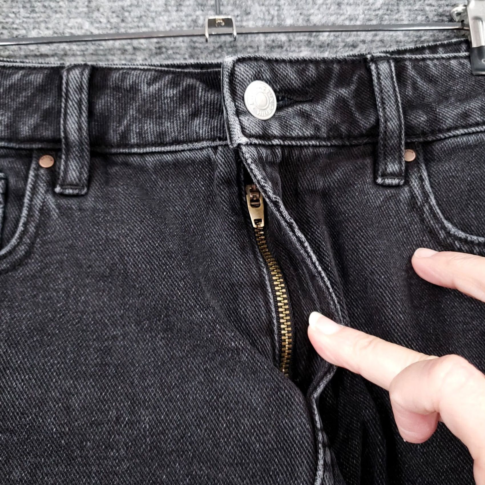 Pacsun PacSun Skirt Womens Black 27 Distressed Denim A Line Mini Dark Wash Jean Zip Fly Size 27" / US 4 / IT 40 - 5 Thumbnail
