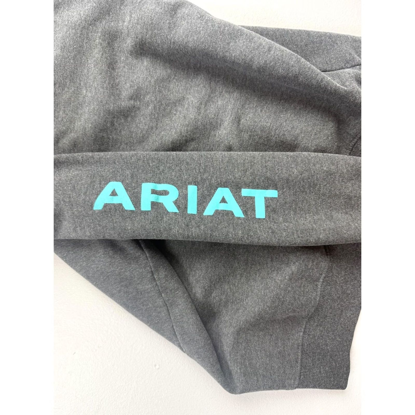 Ariat Ariat Hoodie Mens Gray Pullover Fleece Graphic Print Logo Sleeve Teal Read Sweatshirt Size US S / EU 44-46 / 1 - 7 Thumbnail