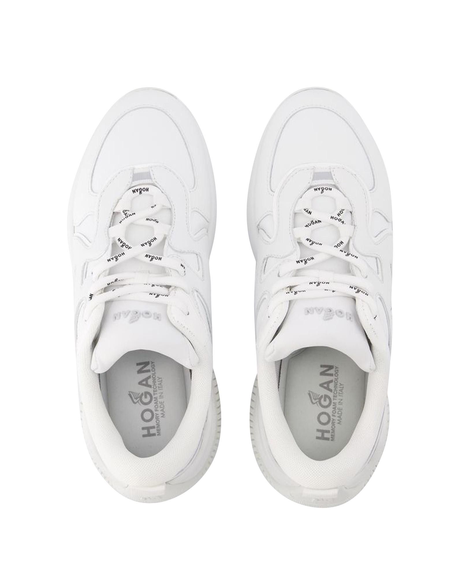 image of Hogan White Leather Sneakers With Letter H Cut And Top Laces, Women's (Size 11)