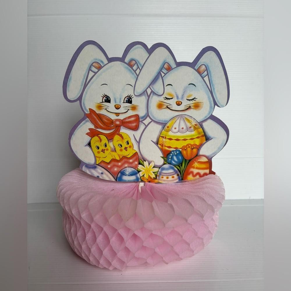 Designer 2 Vintage Easter Bunny Honeycomb Tissue Paper Decorations Size ONE SIZE - 2 Thumbnail