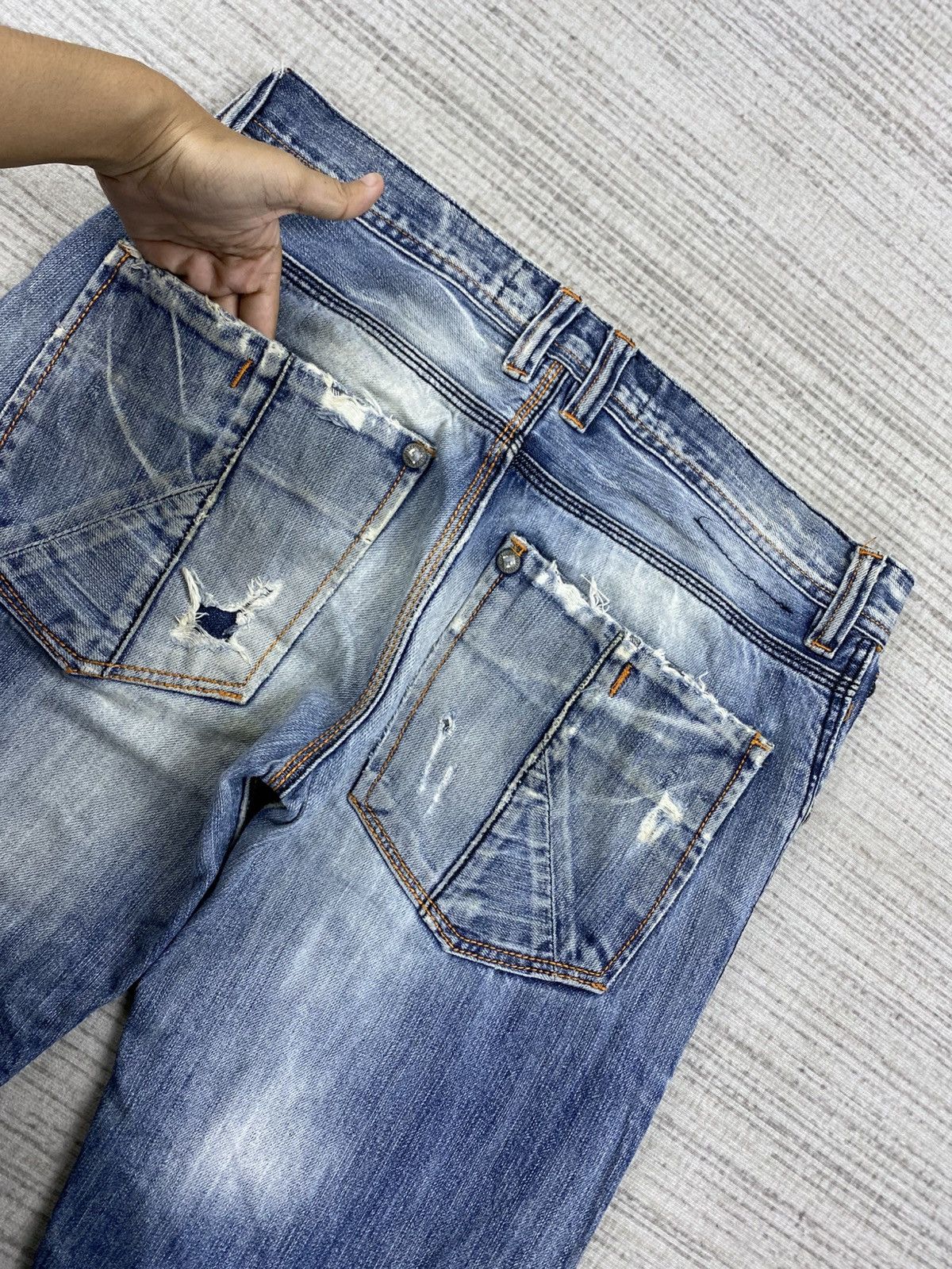 Japanese Brand Vintage Underground Garage Distressed Denim Jeans Size US 34 / EU 50 - 10 Thumbnail