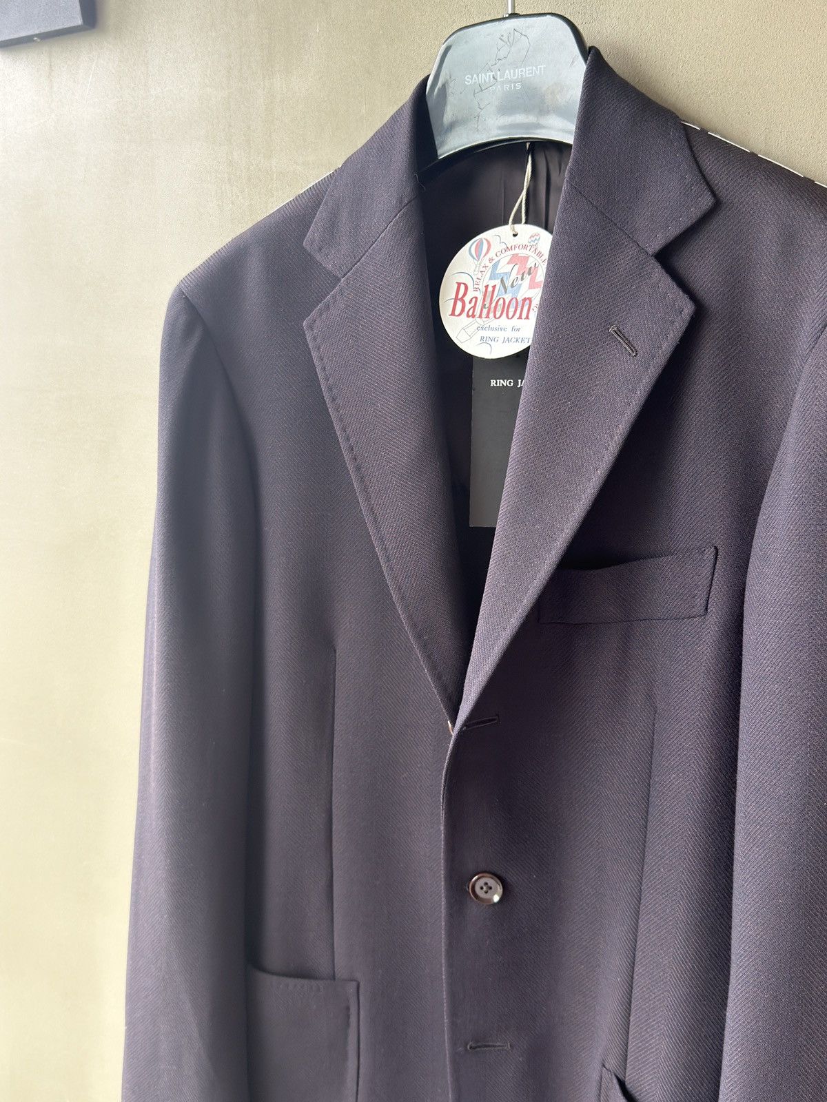 Ring Jacket Ring Jacket Mens Balloon Wool Japan Made 3 buttons Jacket Size 36R - 4 Thumbnail