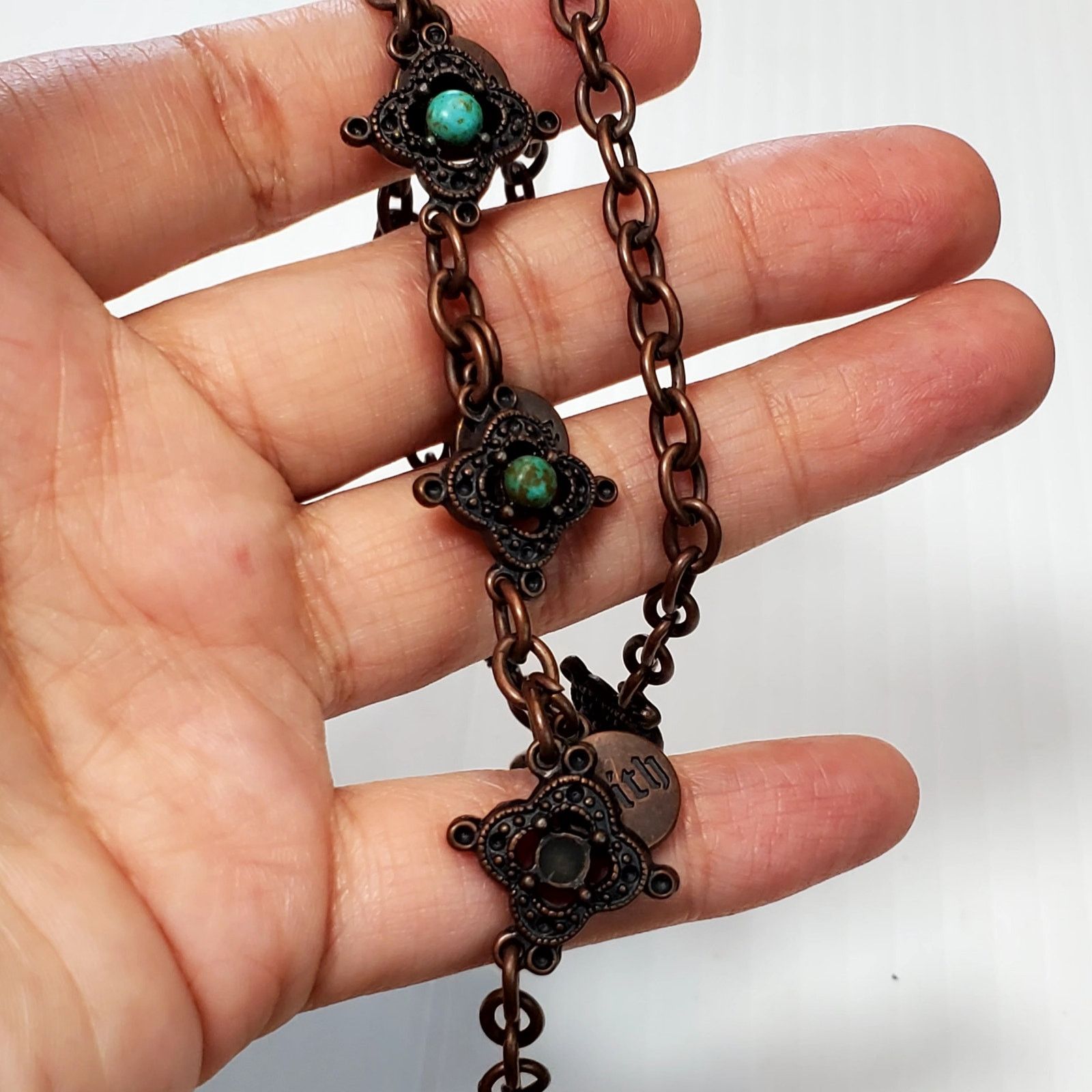 Other Faux Turquoise Necklace Charm Dangle Lobster Closure 15" Size ONE SIZE - 7 Thumbnail