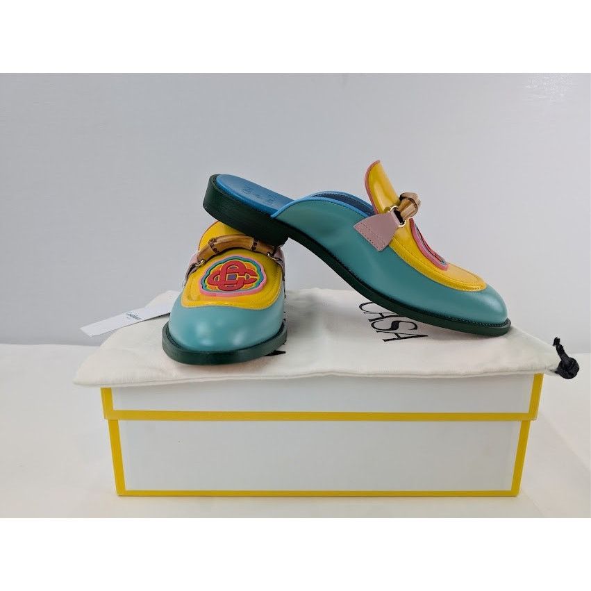 Casablanca o1rshd1 Leather Memphis Mule Slipper Sandal in Mint / Yellow Size US 11 / EU 44 - 19 Thumbnail