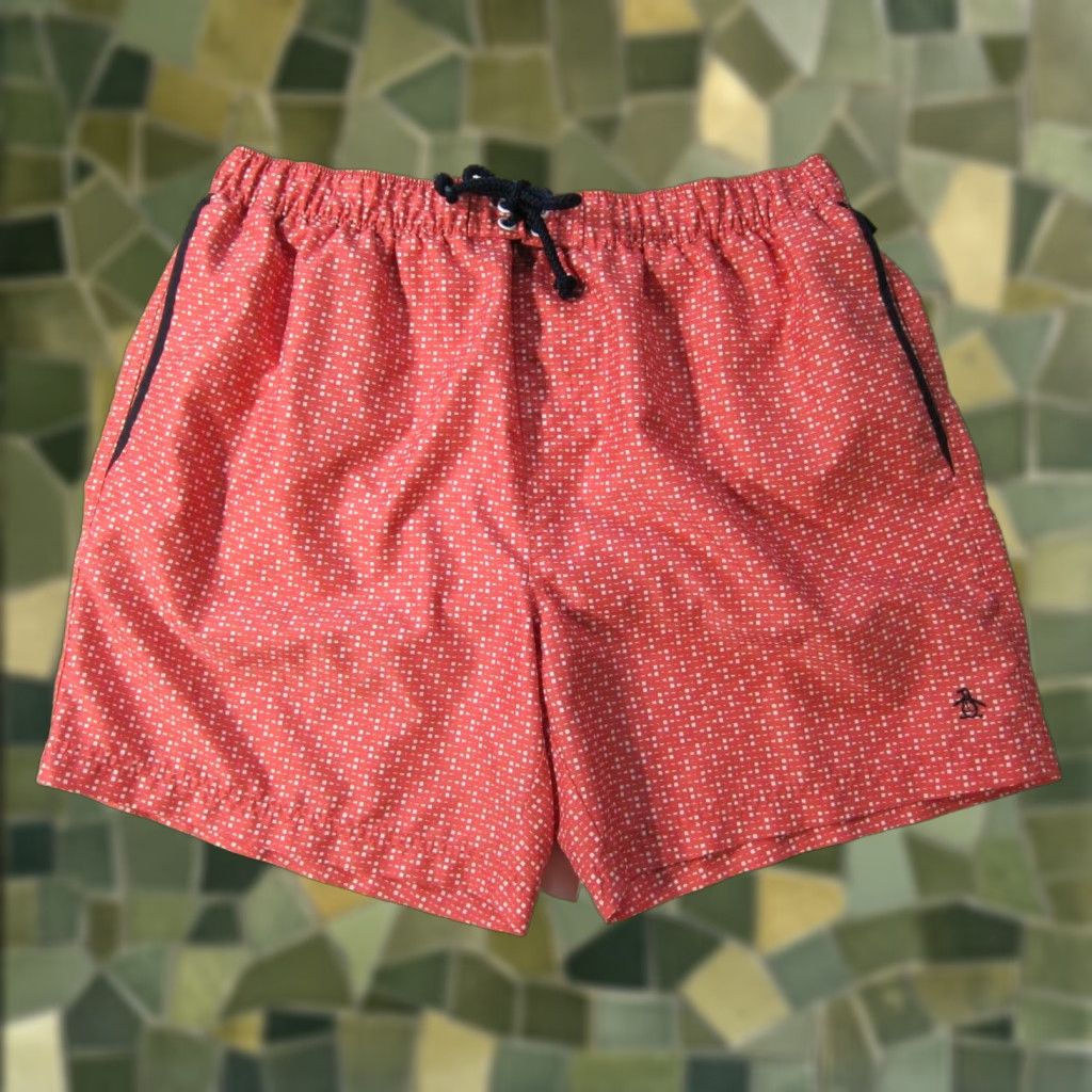 Original Penguin Penguin Munsing Wear Pink White Polka Dot Lined Pocket Swim Trunks Men Large Size US 33 - 1 Thumbnail